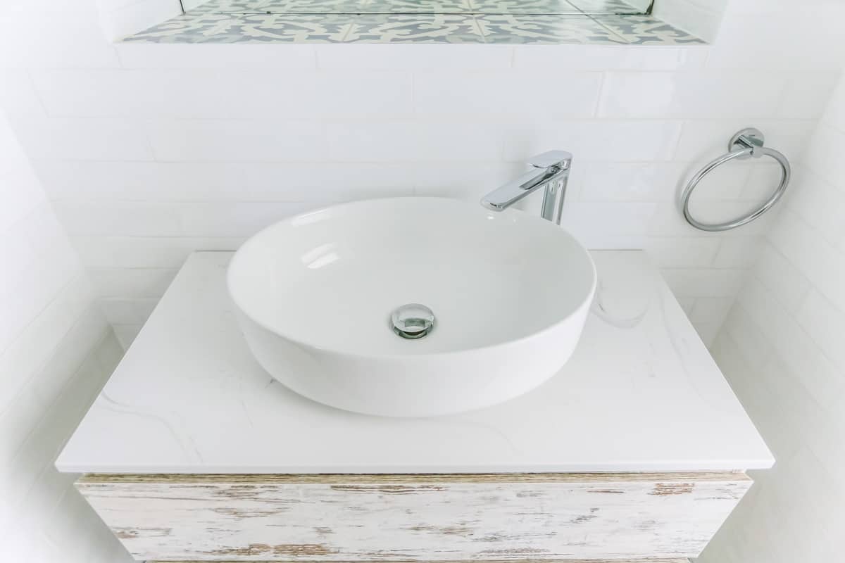 Ensuite Bathroom Renovation in Sylvania Sydney with beach style with white round sink 1