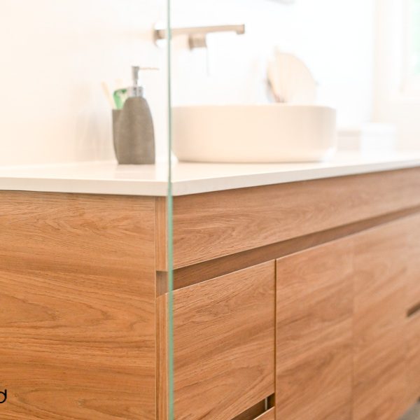 Timberline wall hung timber vanity installed by Nu-Trend